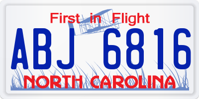 NC license plate ABJ6816
