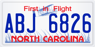 NC license plate ABJ6826