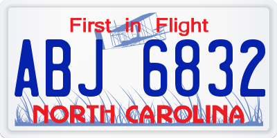 NC license plate ABJ6832