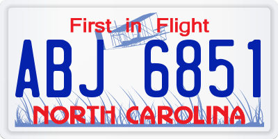 NC license plate ABJ6851
