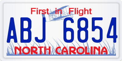 NC license plate ABJ6854