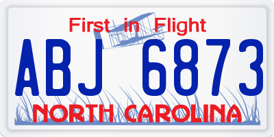 NC license plate ABJ6873