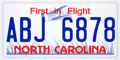 NC license plate ABJ6878