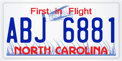 NC license plate ABJ6881