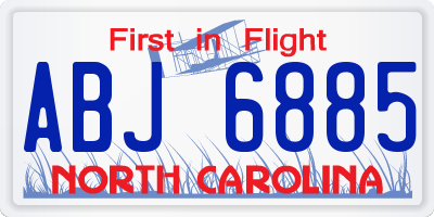 NC license plate ABJ6885