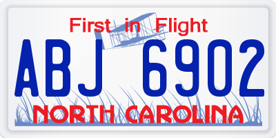NC license plate ABJ6902