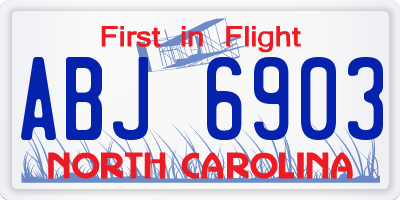 NC license plate ABJ6903