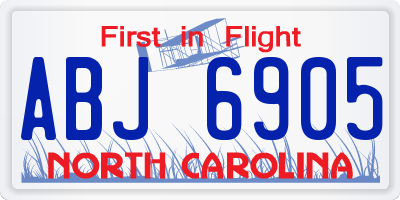 NC license plate ABJ6905