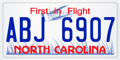 NC license plate ABJ6907