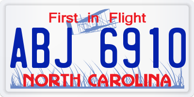 NC license plate ABJ6910