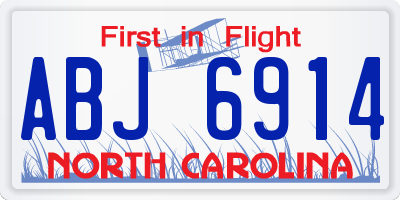 NC license plate ABJ6914
