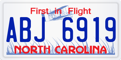 NC license plate ABJ6919
