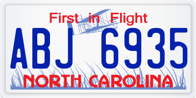 NC license plate ABJ6935