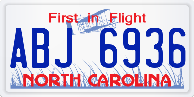 NC license plate ABJ6936