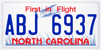 NC license plate ABJ6937