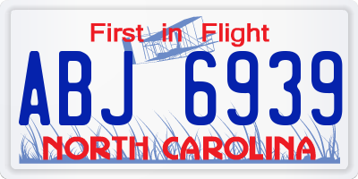 NC license plate ABJ6939