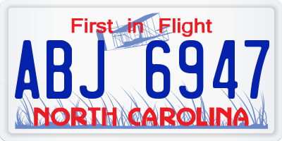 NC license plate ABJ6947
