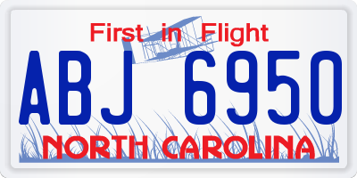 NC license plate ABJ6950