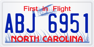 NC license plate ABJ6951