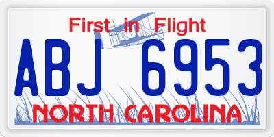 NC license plate ABJ6953