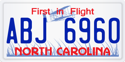 NC license plate ABJ6960