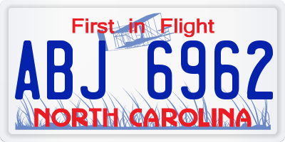 NC license plate ABJ6962