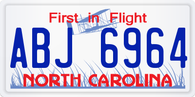 NC license plate ABJ6964