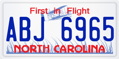 NC license plate ABJ6965
