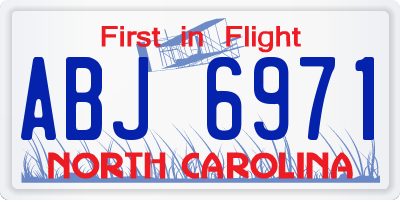 NC license plate ABJ6971