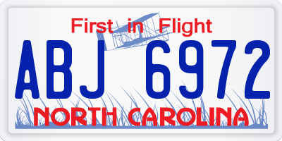 NC license plate ABJ6972