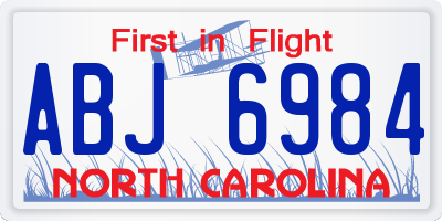 NC license plate ABJ6984