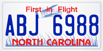 NC license plate ABJ6988