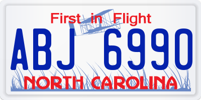 NC license plate ABJ6990