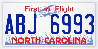 NC license plate ABJ6993