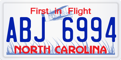 NC license plate ABJ6994