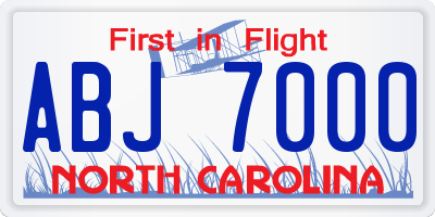 NC license plate ABJ7000