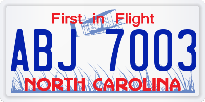 NC license plate ABJ7003