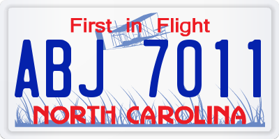 NC license plate ABJ7011
