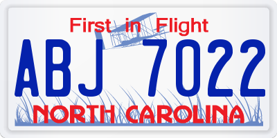 NC license plate ABJ7022