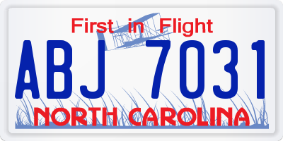 NC license plate ABJ7031