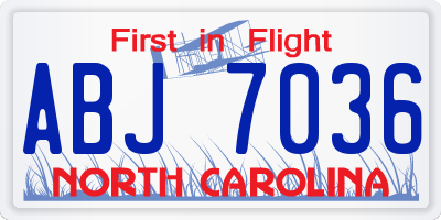 NC license plate ABJ7036