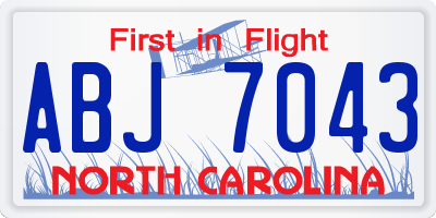 NC license plate ABJ7043