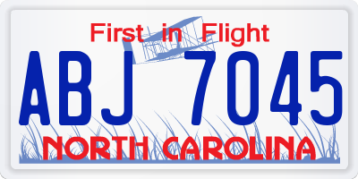 NC license plate ABJ7045