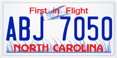 NC license plate ABJ7050