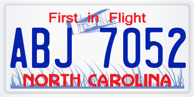 NC license plate ABJ7052