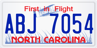 NC license plate ABJ7054