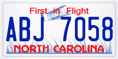 NC license plate ABJ7058