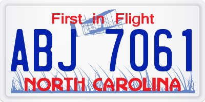 NC license plate ABJ7061