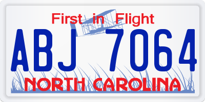 NC license plate ABJ7064