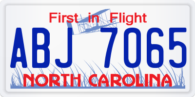 NC license plate ABJ7065
